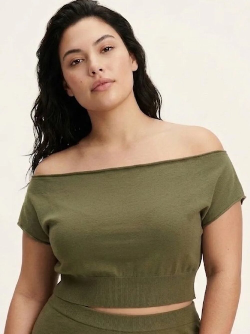 Universal Thread Olive Green Off Shoulder Crop Top Size M NWT